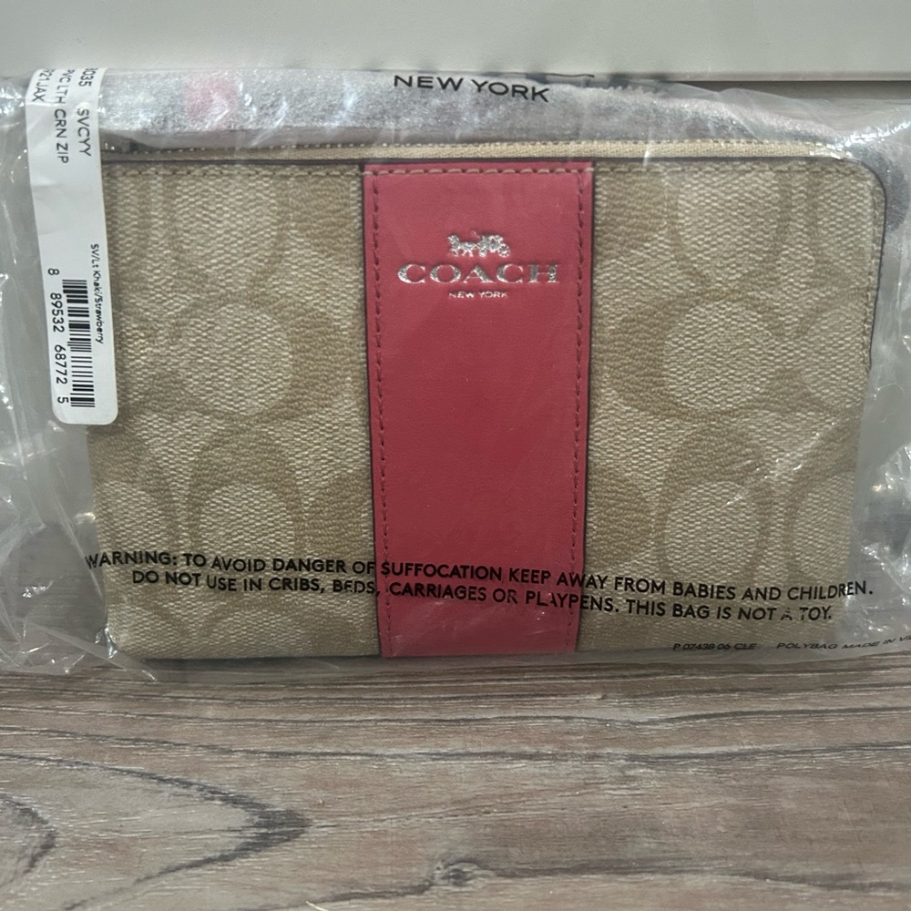 Coach Tan and Pink Wristlet